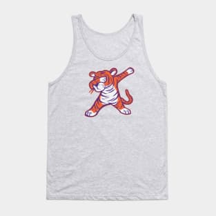 Dabbing Tiger // Orange and Purple Cartoon Tiger Tank Top